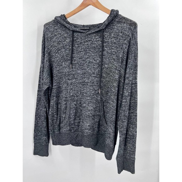 HARLOWE & GRAHAM Womens Medium Dark Gray Space Dye Hoodie Rayon Knit Sweatshirt - Picture 2 of 6